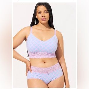 Torrid Cotton Mid-Rise Cheeky Lace Trim Panty